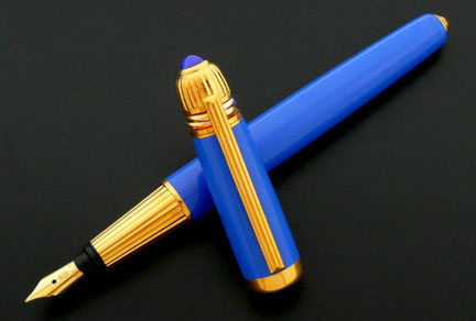 Cartier Pasha Light Blue and Gold Fountain Pen